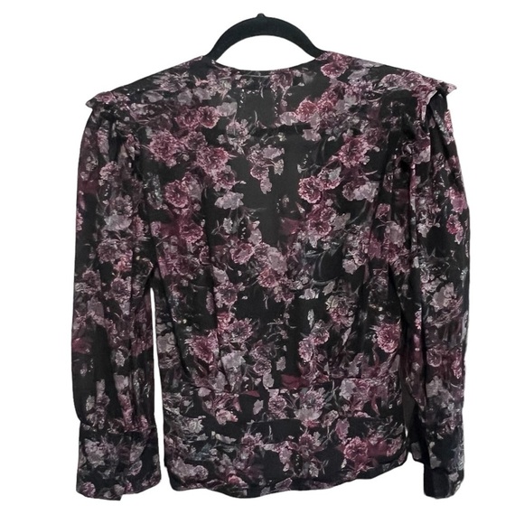 IRO Vulca Blouse in Black & Burgundy in Excellent Pre Loved Condition - Picture 7 of 11